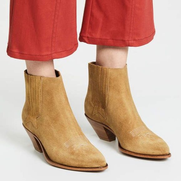 Golden Goose Sunset Suede Cowboy Boots Booties Camel Suede 38 8 - Picture 2 of 12